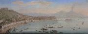 Tommaso Ruiz Naples,a view of the bay seen from posillipo with the omlo grande in the centre and mount vesuvius beyond oil painting picture wholesale